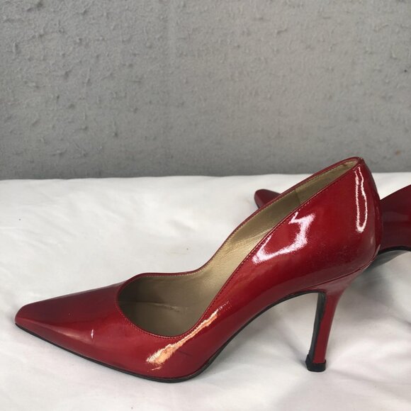 Stuart Weitzman Shoes Womens Size 5 Red Patent Leather Pointed Toe Dress Heels - Picture 14 of 16